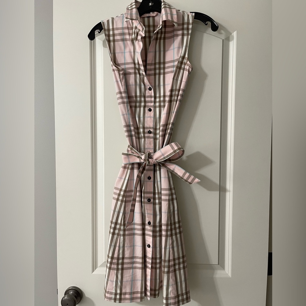 Pink Burberry London Nova check Sleeveless Dress, Sz 2